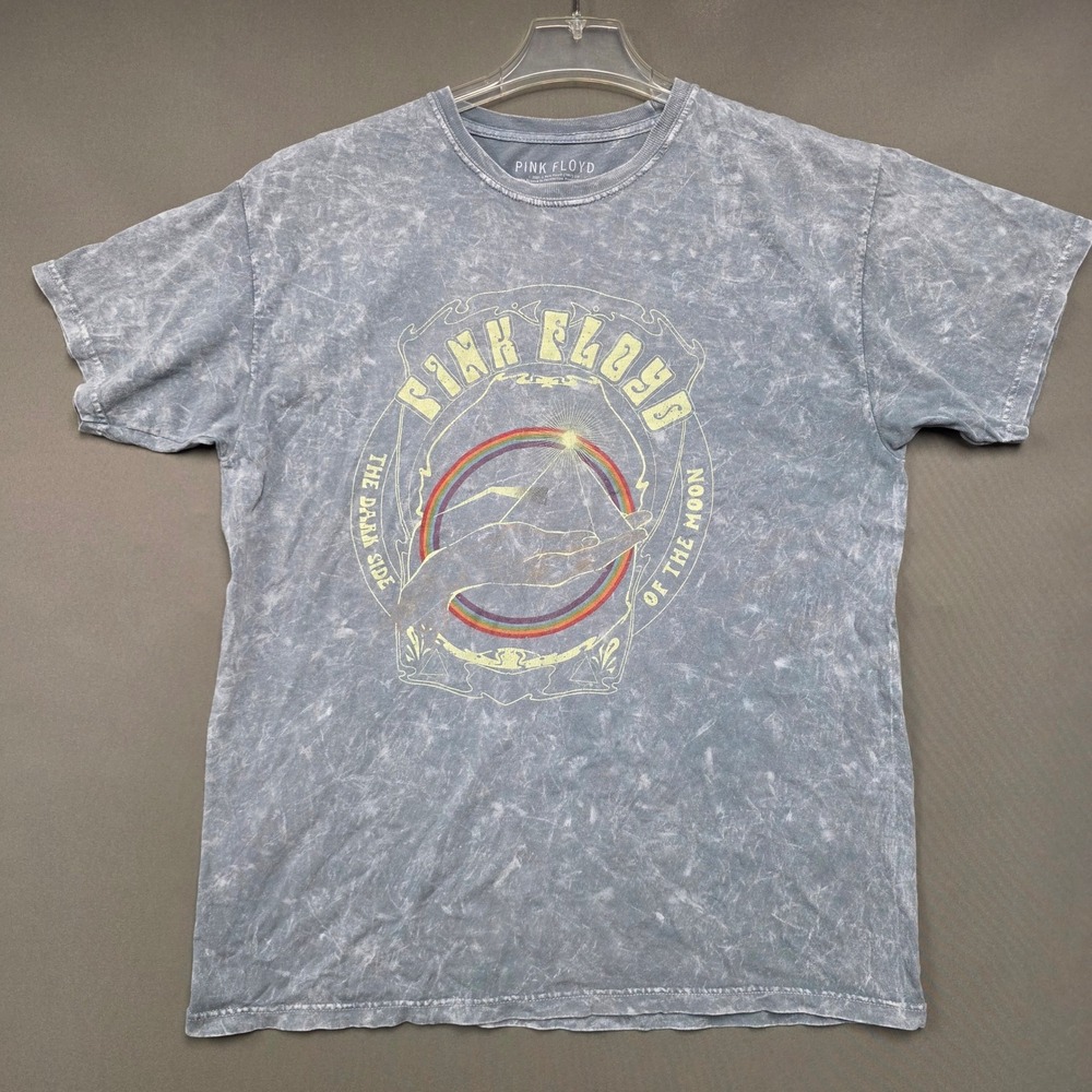 Pink Floyd Dark Side Of The Moon Graphic Tee Blue Acid Wash Cotton Shirt M/L